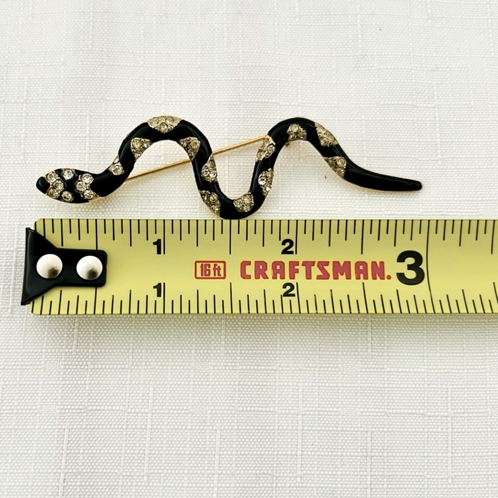 Vintage / Black, Silver & Gold Snake Brooch - Picture 4 of 6